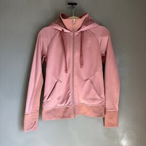 ATHLETA Women's XS Triumph Luxe Shine Pink Mauve Hoodie Zip Athleisure NWOT